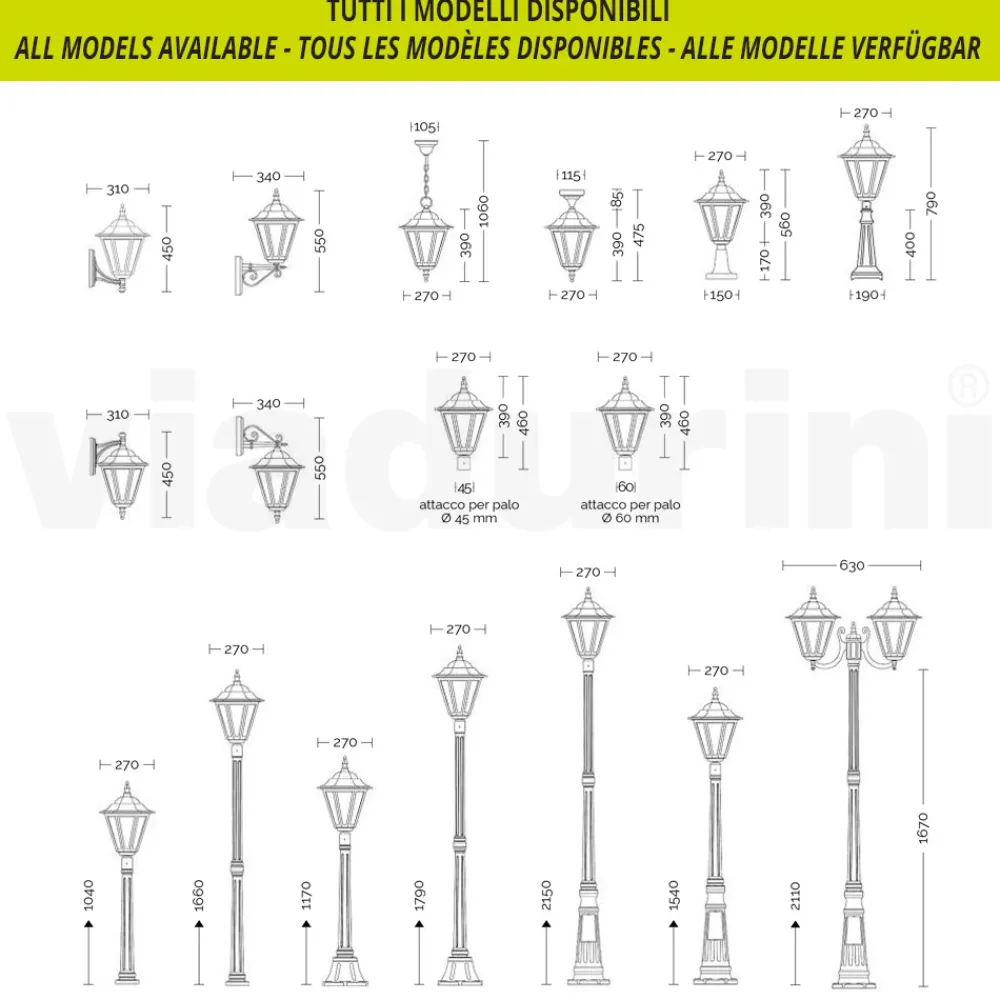 Viadurini Lighting Gartenlaternen-Gartenlaterne aus transparentem Glas und 5 Aluminiumoberflächen - Pinako