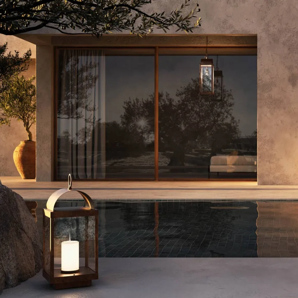 Il Fanale Gartenlaternen-Gartenlaterne Windlichter aus Messing oder Eisen mit Kerzenhalter