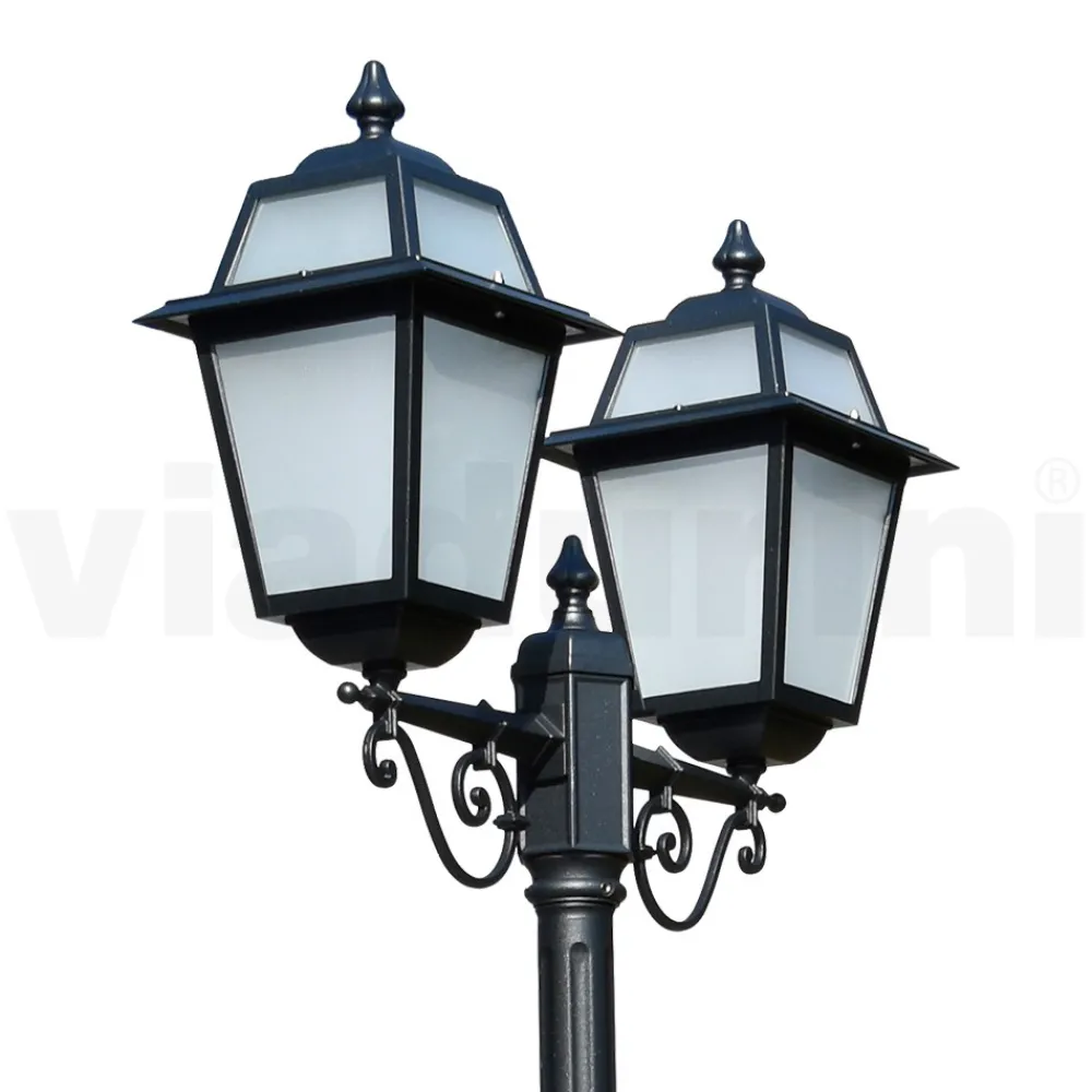 Viadurini Lighting Gartenlampion-Gartenlaternenpfahl 249 cm hoch aus anthrazitfarbenem Aluminium und sandgestrahltem Glas - Elric