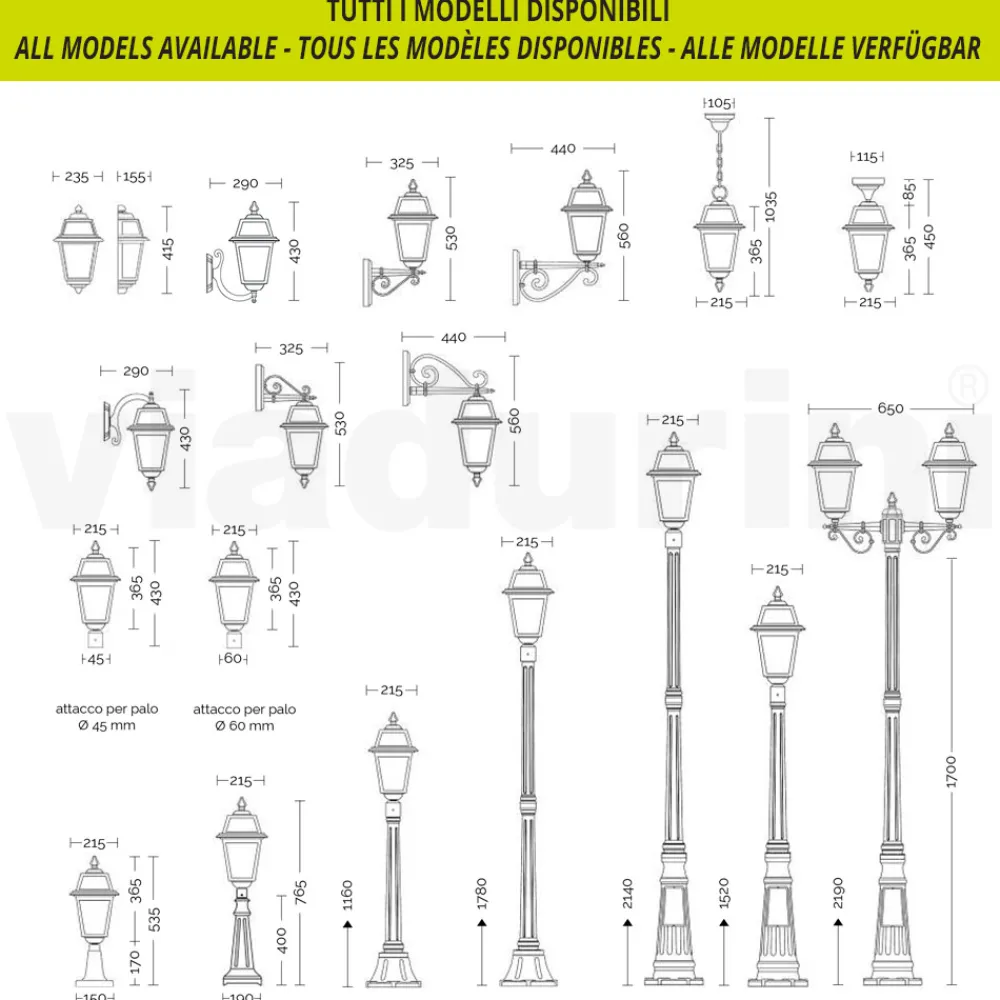 Viadurini Lighting Gartenlampion-Gartenlaternenpfahl 249 cm hoch aus anthrazitfarbenem Aluminium und sandgestrahltem Glas - Elric