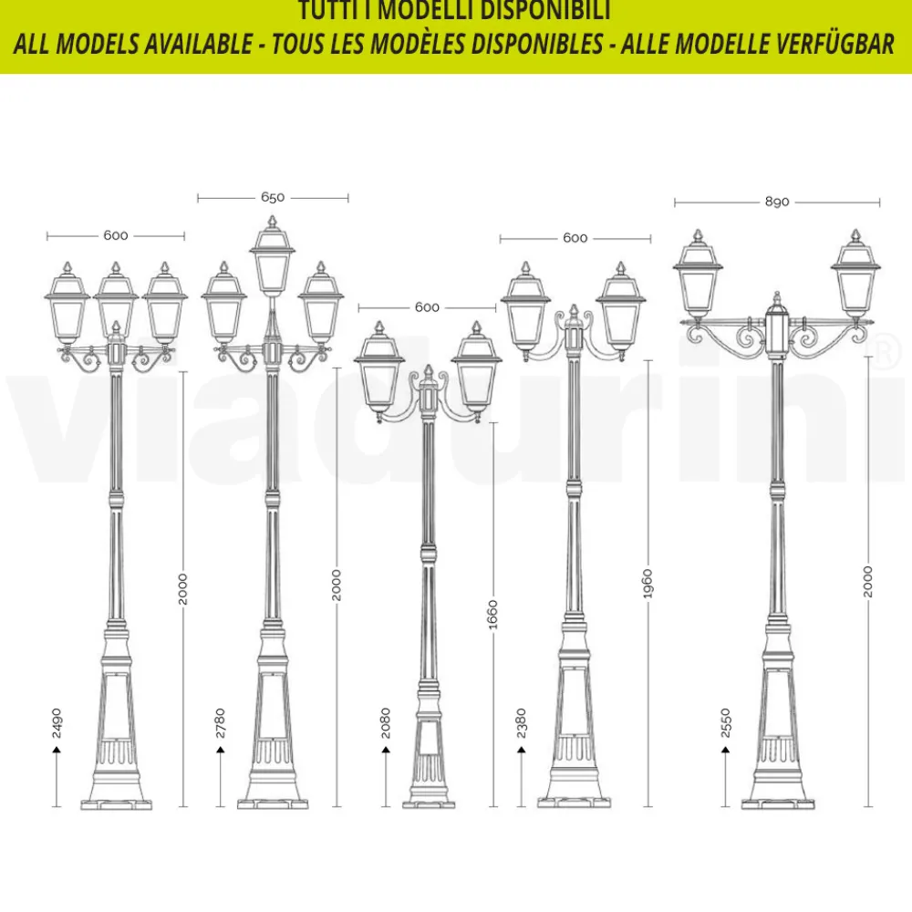 Viadurini Lighting Gartenlampion-Gartenlaternenpfahl 249 cm hoch aus anthrazitfarbenem Aluminium und sandgestrahltem Glas - Elric