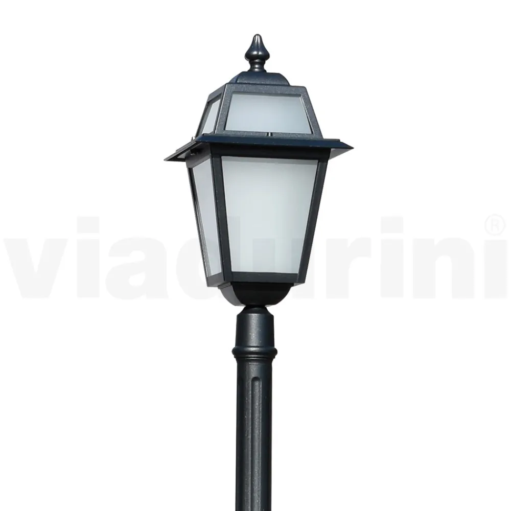 Viadurini Lighting Gartenlampion-Gartenlaternenpfahl 214 cm hoch aus anthrazitfarbenem Aluminium und sandgestrahltem Glas - Elric