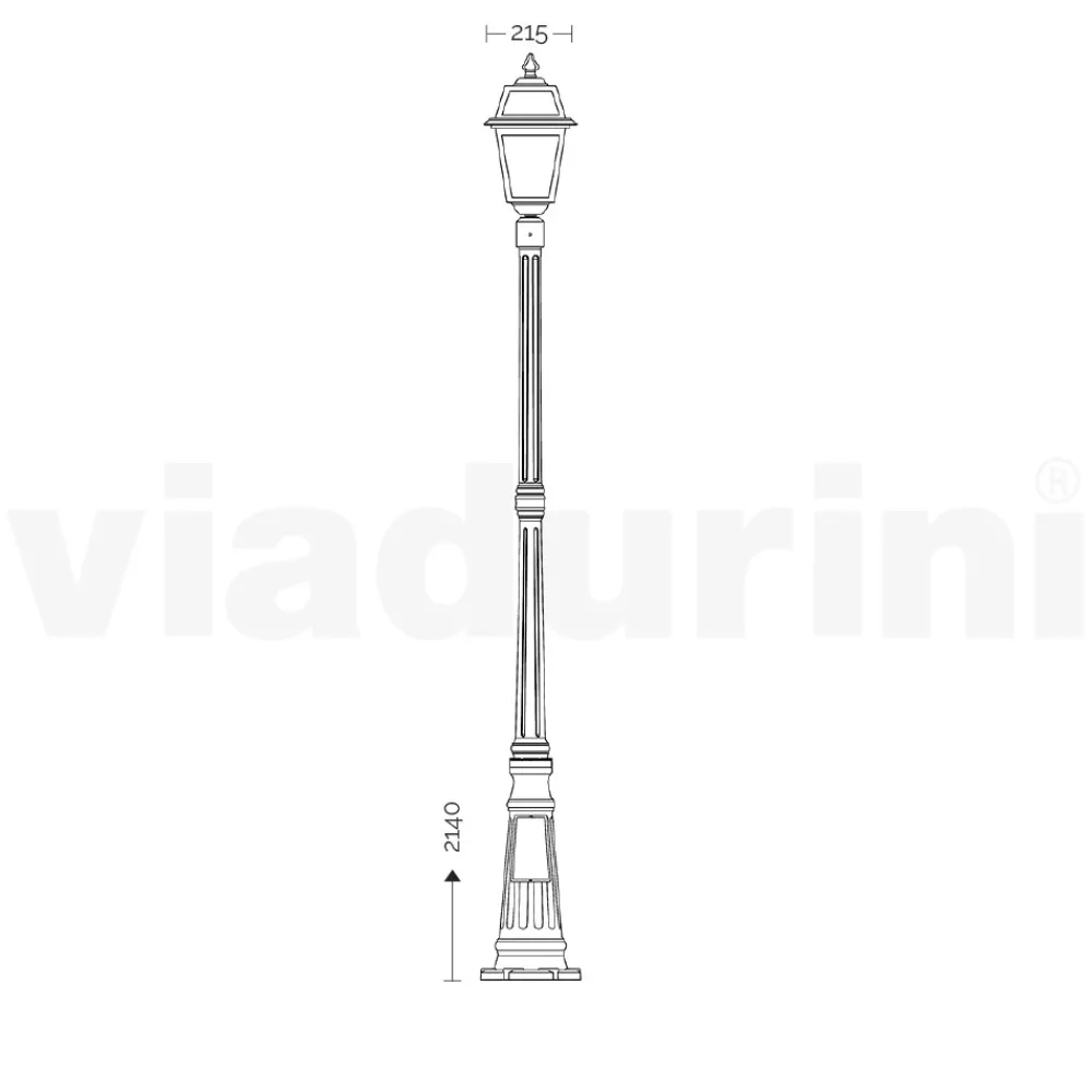 Viadurini Lighting Gartenlampion-Gartenlaternenpfahl 214 cm hoch aus anthrazitfarbenem Aluminium und sandgestrahltem Glas - Elric