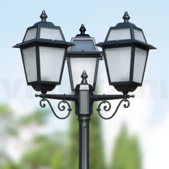 Viadurini Lighting Gartenlampion-Gartenlaternenpfahl 219 cm hoch aus anthrazitfarbenem Aluminium und sandgestrahltem Glas - Elric