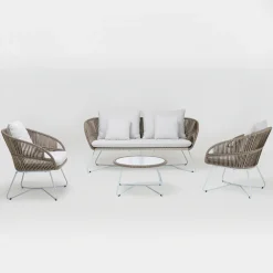 Viadurini in the Garden Garten Lounge Set-Gartenlounge aus Aluminium und Seilgeflecht - Alcor