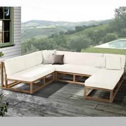 Viadurini in the Garden Garten Lounge Set-Gartenlounge aus Teak mit Kissen - Circe
