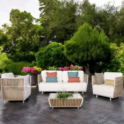 Viadurini in the Garden Garten Lounge Set-Gartenlounge aus weißem Aluminium und Stoff - Eugene