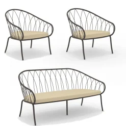 Viadurini in the Garden Garten Lounge Set-Gartenlounge mit 2 Sesseln und 1 2-Sitzer-Sofa Made in Italy - Fontana