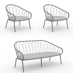 Viadurini in the Garden Garten Lounge Set-Gartenlounge mit 2 Sesseln und 1 2-Sitzer-Sofa Made in Italy - Fontana