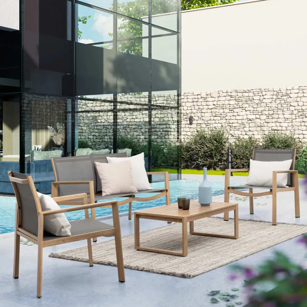 Viadurini in the Garden Garten Lounge Set-Gartenlounge mit 1 Sofa, 2 Sesseln und 1 Couchtisch - Plan