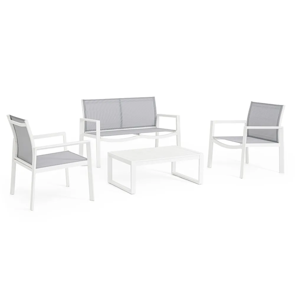 Viadurini in the Garden Garten Lounge Set-Gartenlounge mit 1 Sofa, 2 Sesseln und 1 Couchtisch - Plan