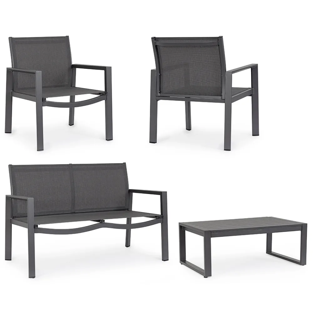 Viadurini in the Garden Garten Lounge Set-Gartenlounge mit 1 Sofa, 2 Sesseln und 1 Couchtisch - Plan