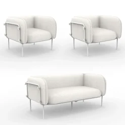 Viadurini in the Garden Garten Lounge Set-Gartenlounge mit 1 Sofa und 2 Sesseln Made in Italy - Planter