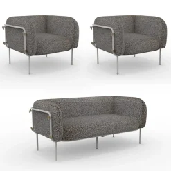 Viadurini in the Garden Garten Lounge Set-Gartenlounge mit 1 Sofa und 2 Sesseln Made in Italy - Planter