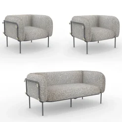 Viadurini in the Garden Garten Lounge Set-Gartenlounge mit 1 Sofa und 2 Sesseln Made in Italy - Planter