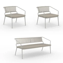 Viadurini in the Garden Garten Lounge Set-Gartenlounge mit Sesseln und Metallsofa Made in Italy - Prato
