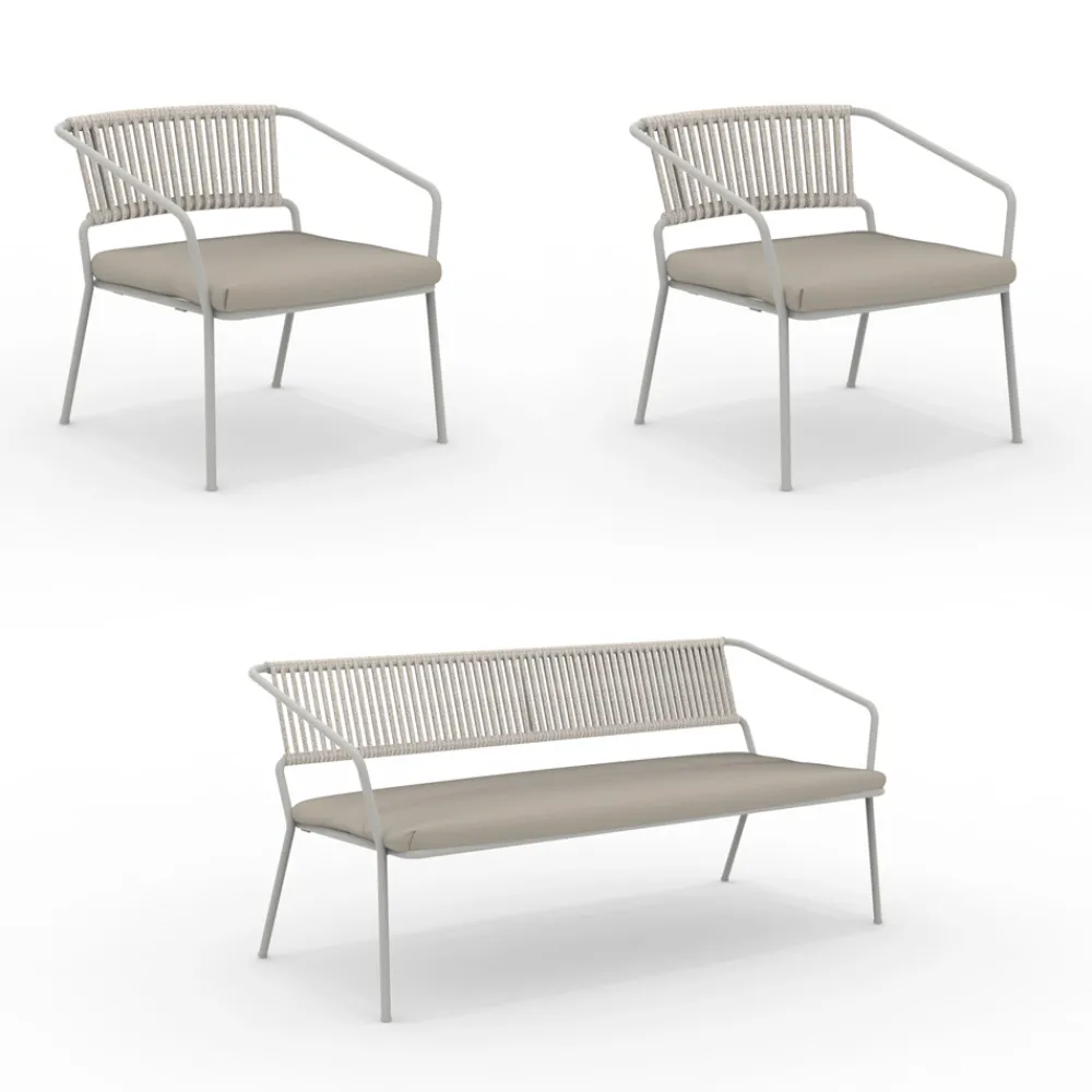 Viadurini in the Garden Garten Lounge Set-Gartenlounge mit Sesseln und Metallsofa Made in Italy - Prato