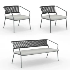 Viadurini in the Garden Garten Lounge Set-Gartenlounge mit Sesseln und Metallsofa Made in Italy - Prato