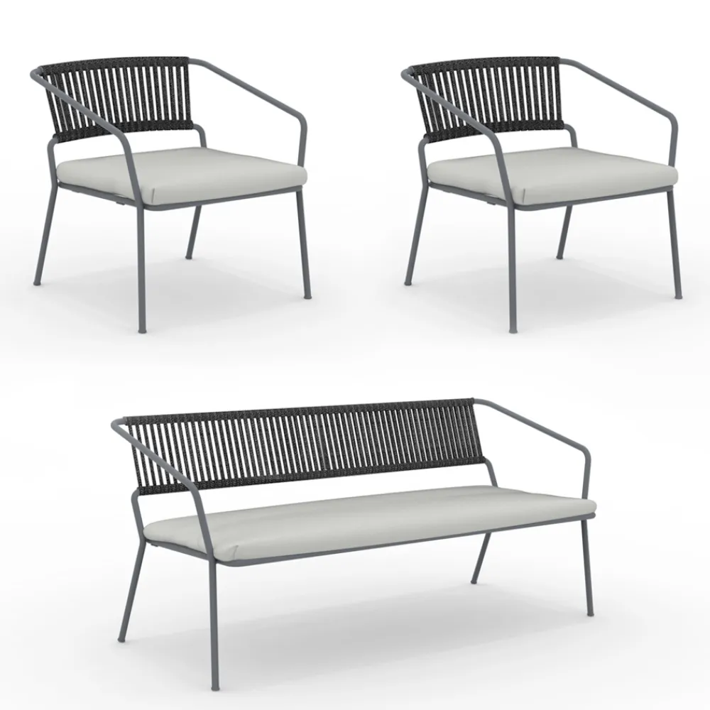 Viadurini in the Garden Garten Lounge Set-Gartenlounge mit Sesseln und Metallsofa Made in Italy - Prato