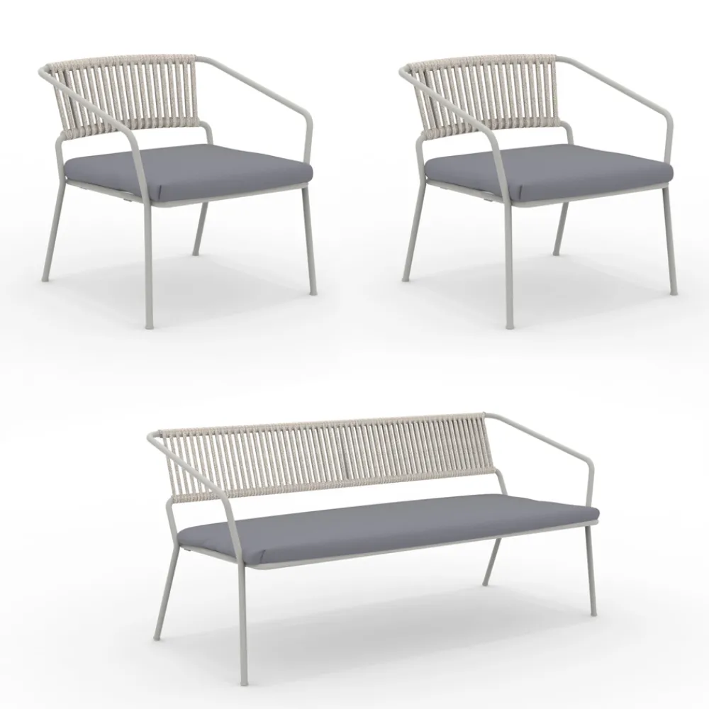 Viadurini in the Garden Garten Lounge Set-Gartenlounge mit Sesseln und Metallsofa Made in Italy - Prato