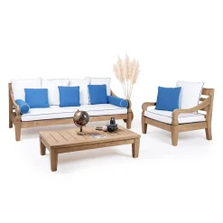 Viadurini in the Garden Garten Lounge Set-Gartenlounge-Set aus gebürstetem natürlichem Teakholz - Artes