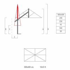 Viadurini in the Garden Gartenschirm-Gartenschirm 300x400 cm aus weißem oder anthrazitfarbenem Aluminium - Lapillo