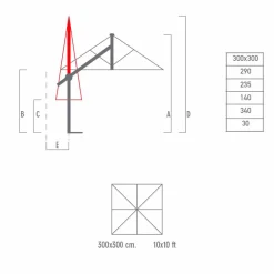 Viadurini in the Garden Gartenschirm-Gartenschirm 300x300 cm aus weißem oder anthrazitfarbenem Aluminium - Lapillo