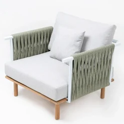 Viadurini in the Garden Holzsessel-Gartensessel aus Teakholz, Seilgeflecht und Kissen - Bellatrix