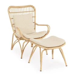 Viadurini in the Garden Metallsessel-Gartensessel mit Fußstütze und Kunstfasergeflecht - Matter