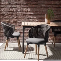 Viadurini in the Garden Holzsessel-Gartensessel mit Teakbeinen und Stoffsitz, Homemotion - Chantall