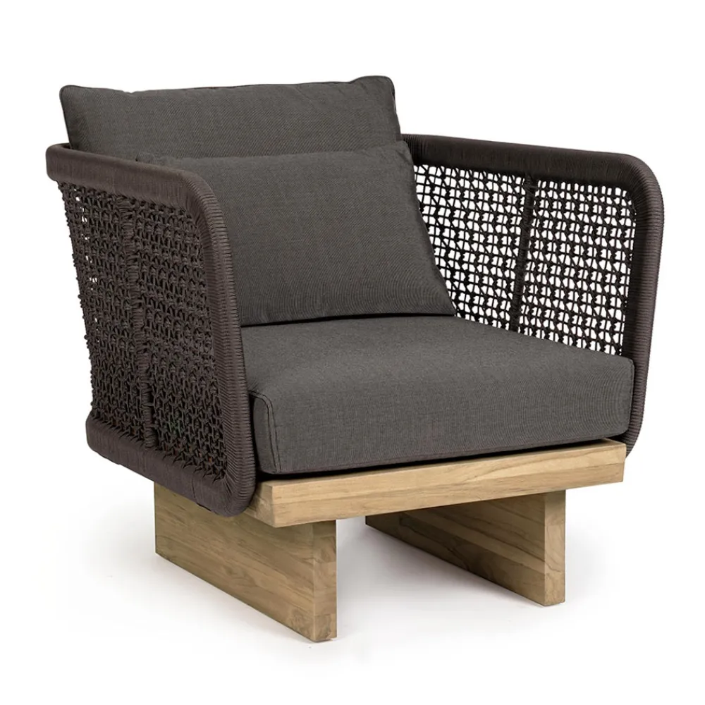 Viadurini in the Garden Holzsessel-Gartensessel mit Teakholzbasis und Seilrückenlehne, Homemotion - Chantall