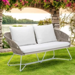 Viadurini in the Garden Gartensofas-Gartensofa aus Aluminium und Seilgeflecht - Alcor