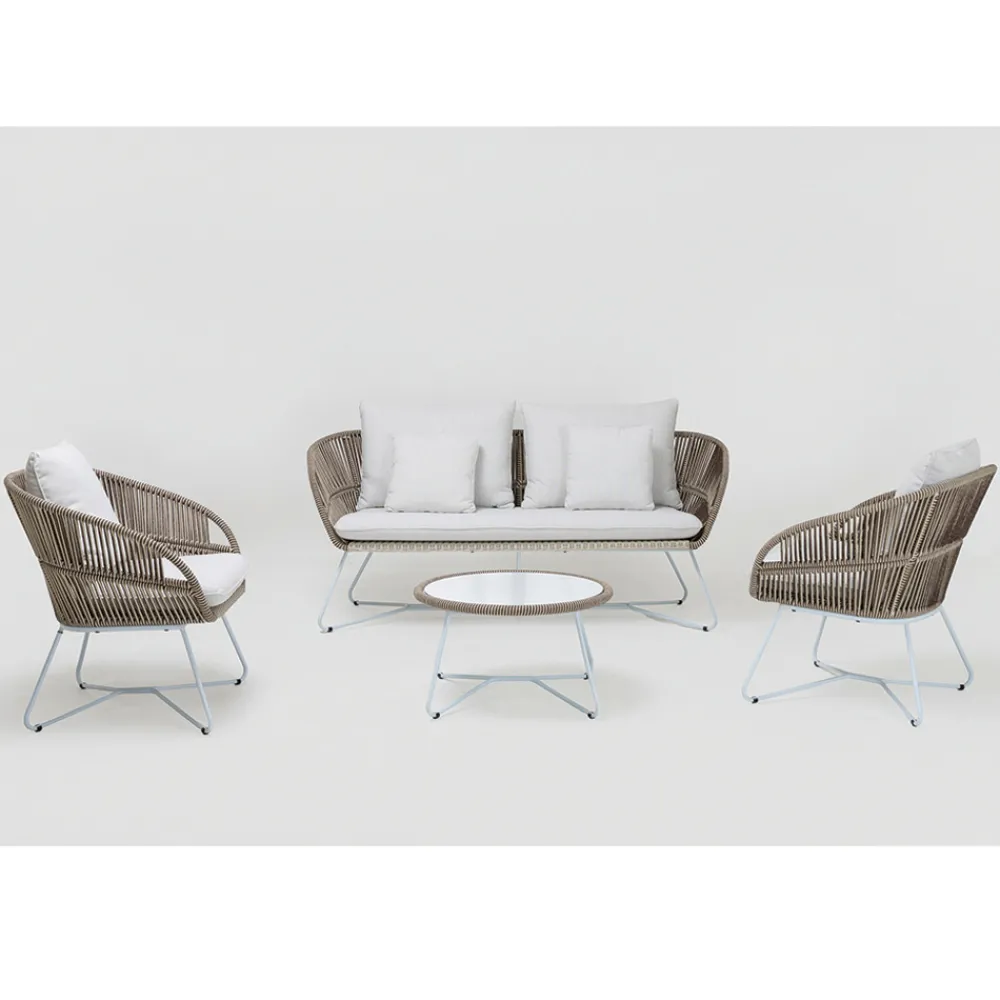 Viadurini in the Garden Gartensofas-Gartensofa aus Aluminium und Seilgeflecht - Alcor