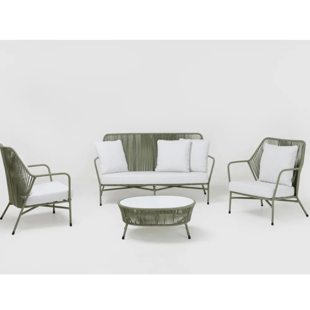 Viadurini in the Garden Gartensofas-Gartensofa aus Aluminium und Seilgeflecht - Asteria