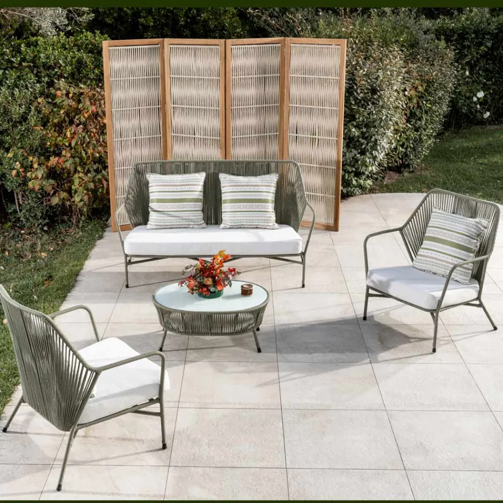 Viadurini in the Garden Gartensofas-Gartensofa aus Aluminium und Seilgeflecht - Asteria