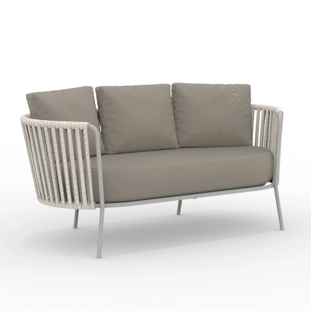 Viadurini in the Garden Gartensofas-Gartensofa aus Edelstahl und Seilrückenlehne - Luxura