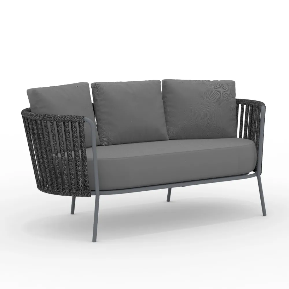 Viadurini in the Garden Gartensofas-Gartensofa aus Edelstahl und Seilrückenlehne - Luxura