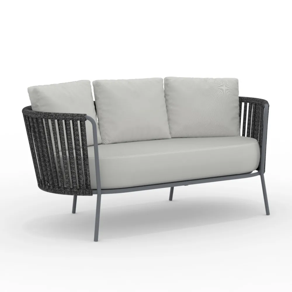 Viadurini in the Garden Gartensofas-Gartensofa aus Edelstahl und Seilrückenlehne - Luxura