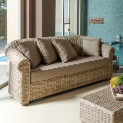 Viadurini in the Garden Gartensofas-Gartensofa aus natürlicher Kubù-Faser mit Kissen - Isildur