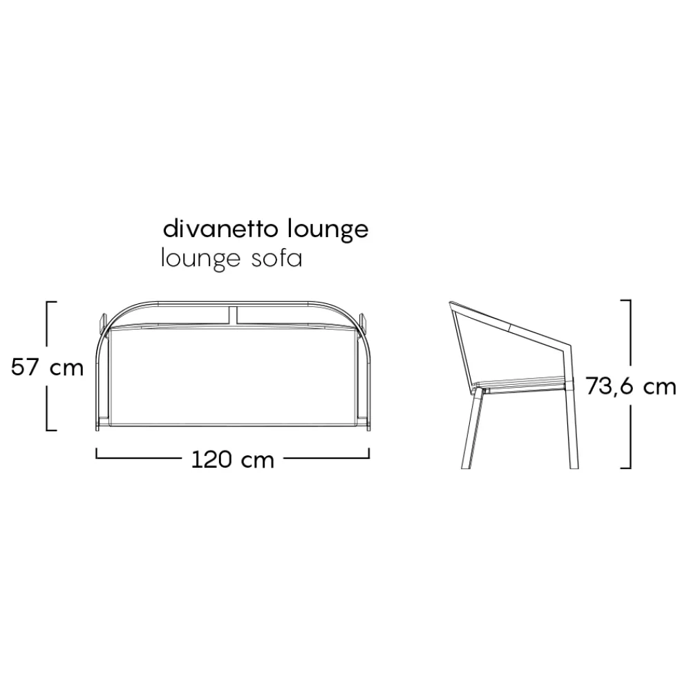 Viadurini in the Garden Gartensofas-Gartensofa mit Aluminiumbasis und Textilene-Sitz Made in Italy - Maureen