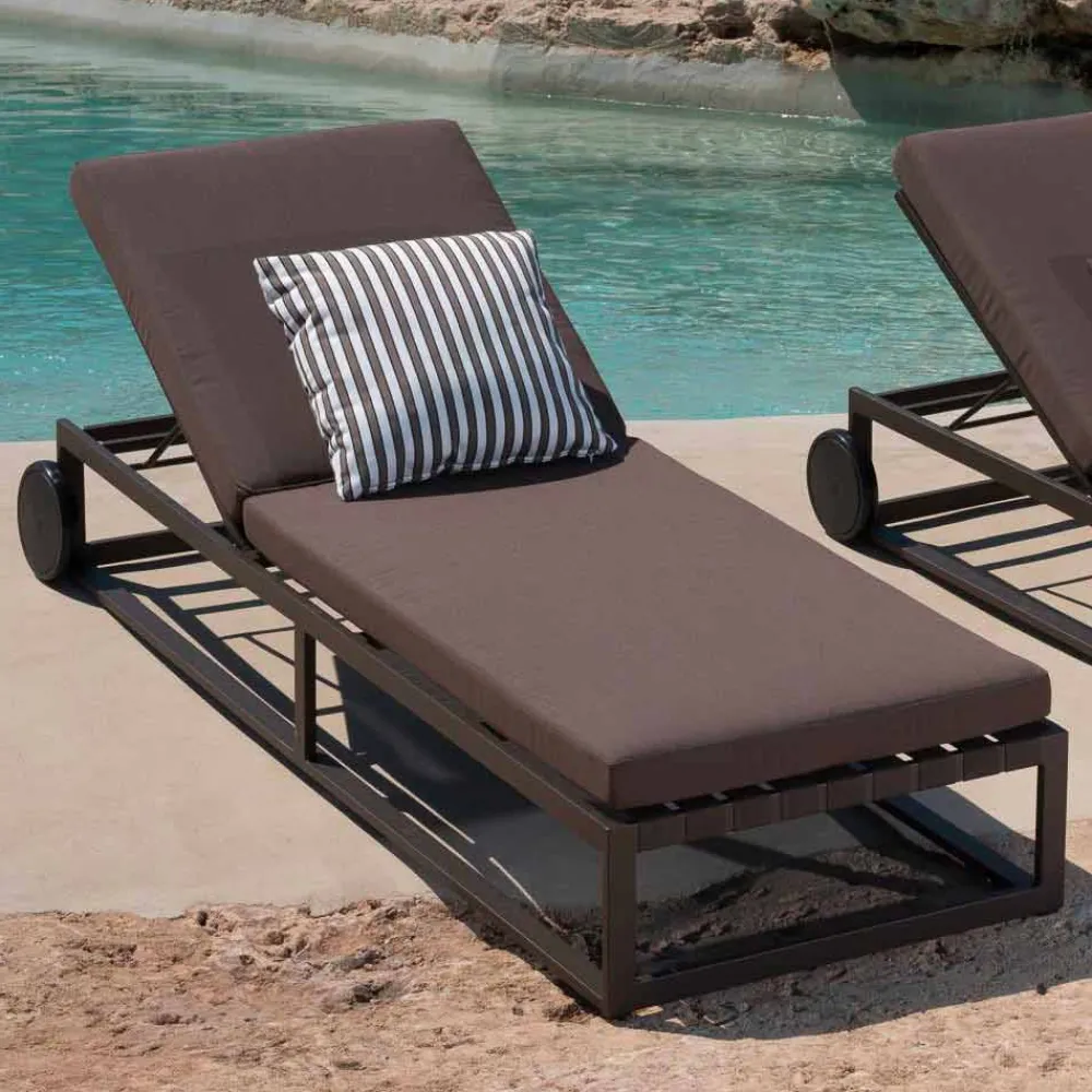 Viadurini in the Garden Sonnenliegen-Gartensonnenliege aus Aluminium, Rädern und liegender Rückenlehne - Julie