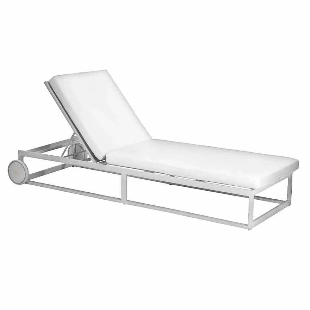 Viadurini in the Garden Sonnenliegen-Gartensonnenliege aus Aluminium, Rädern und liegender Rückenlehne - Julie