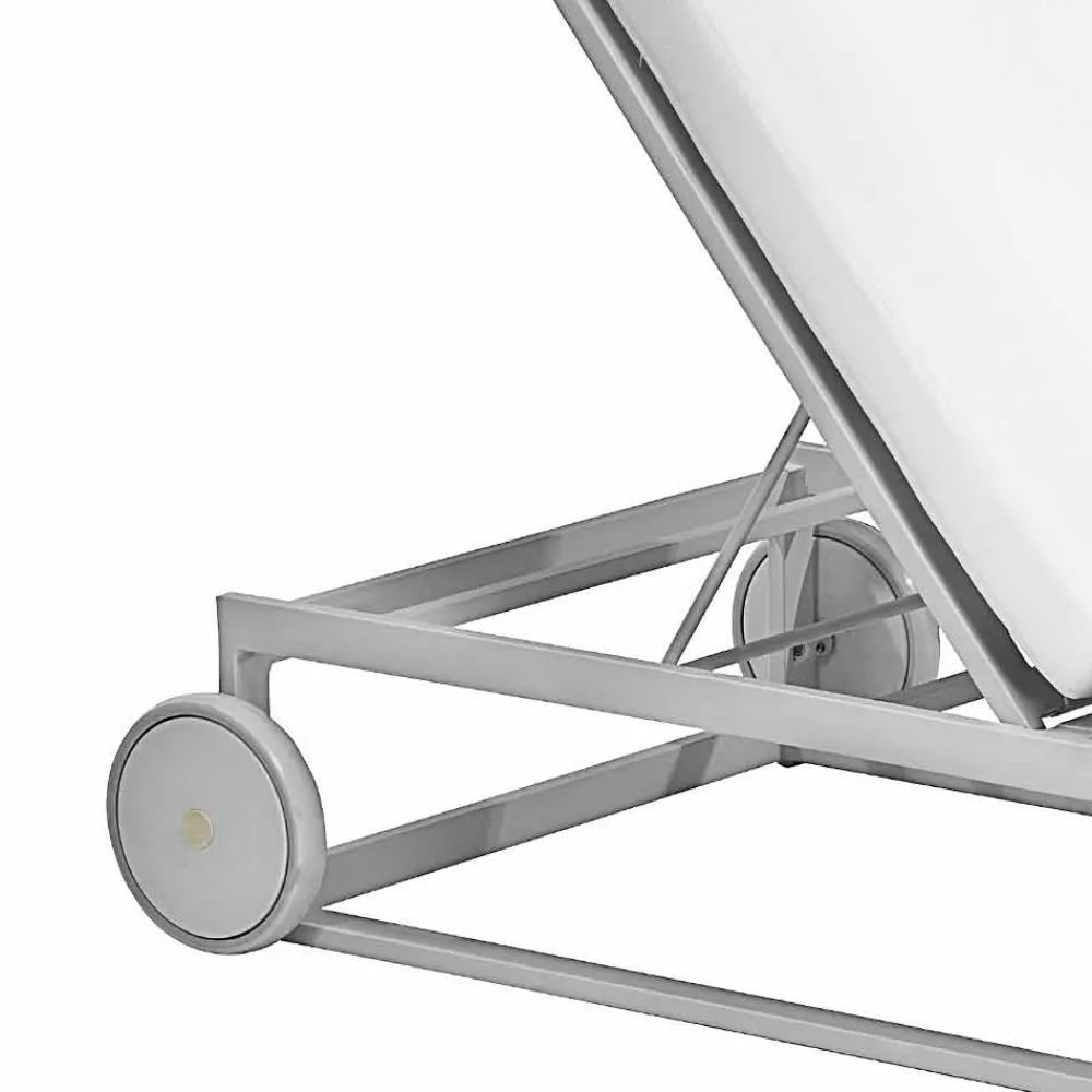 Viadurini in the Garden Sonnenliegen-Gartensonnenliege aus Aluminium, Rädern und liegender Rückenlehne - Julie