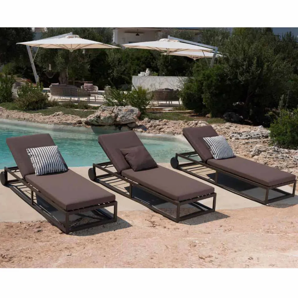 Viadurini in the Garden Sonnenliegen-Gartensonnenliege aus Aluminium, Rädern und liegender Rückenlehne - Julie