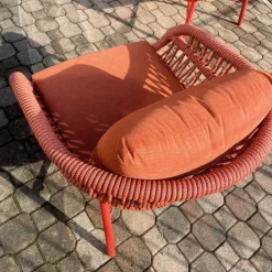 Viadurini in the Garden Metallsessel-Gartenstuhl aus Aluminium, Seil und Marsala oder weißem Stoff - Brise