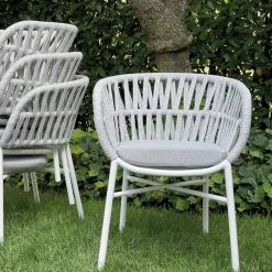 Viadurini in the Garden Metallsessel-Gartenstuhl aus Aluminium, Seil und Marsala oder weißem Stoff - Brise