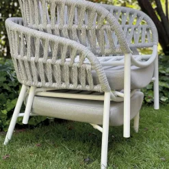 Viadurini in the Garden Metallsessel-Gartenstuhl aus Aluminium, Seil und Marsala oder weißem Stoff - Brise