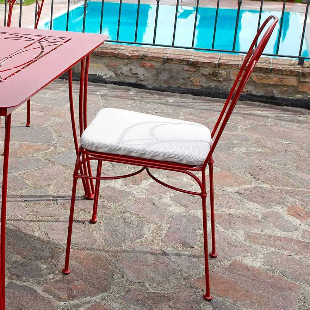 Viadurini in the Garden Gartenstühle Metall-Gartenstuhl aus rotem Eisen mit Kissen Made in Italy, 2 Stück - Achat