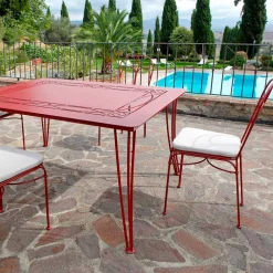 Viadurini in the Garden Gartenstühle Metall-Gartenstuhl aus rotem Eisen mit Kissen Made in Italy, 2 Stück - Achat