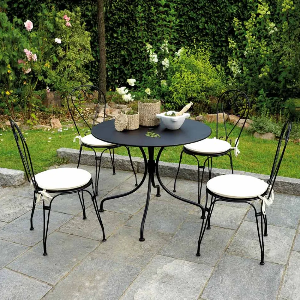 Viadurini in the Garden Gartenstühle Metall-Gartenstuhl aus schwarz lackiertem Eisen mit stapelbarer Struktur - Nacim